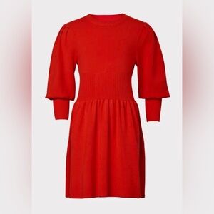 Milly Red Knit Dress with Smocked Waist